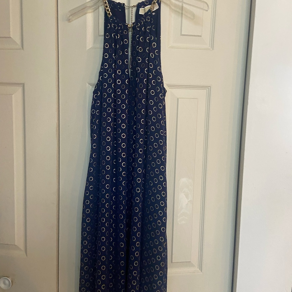 Michael kors navy and gold dress.